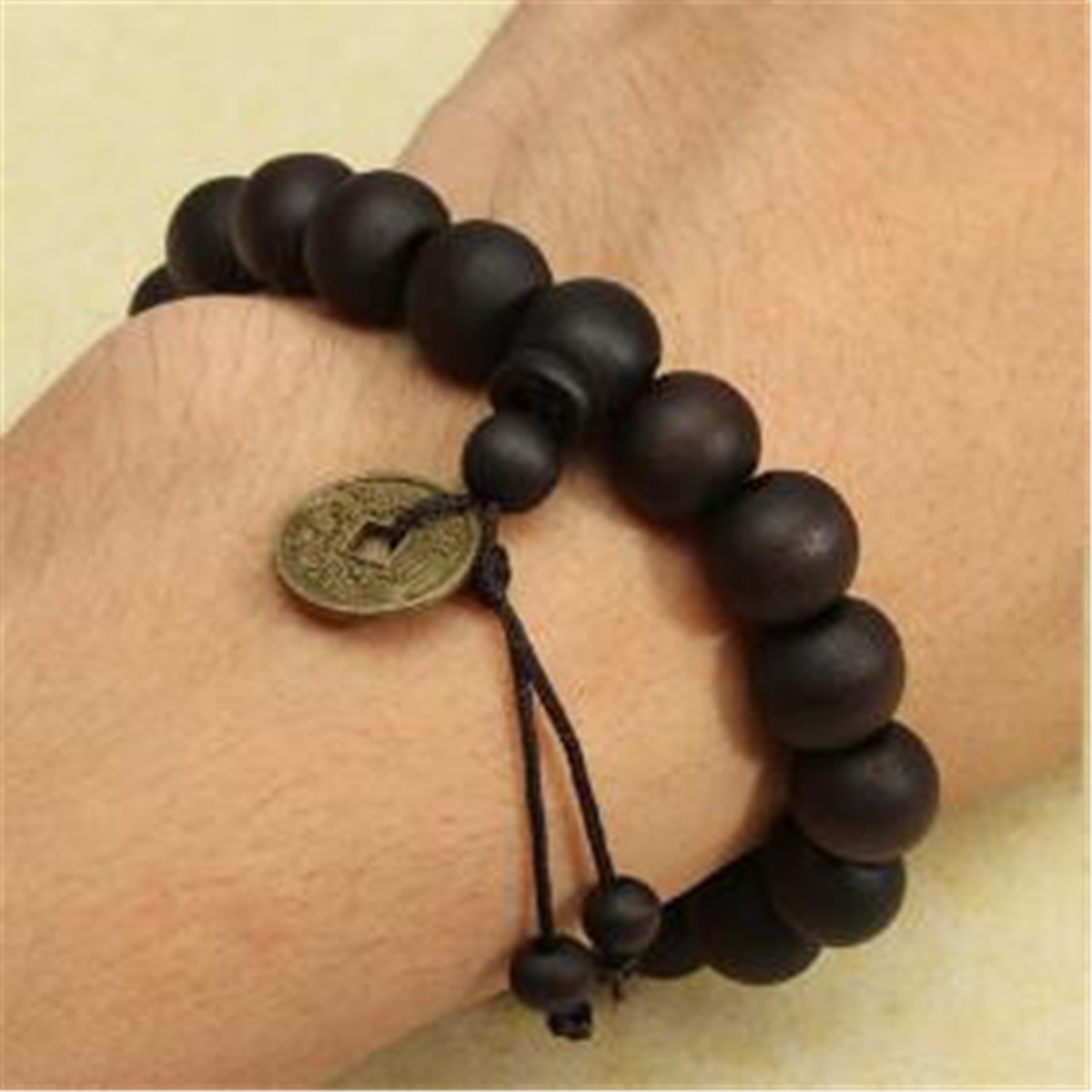 2PCS Wood Mala Buddha Buddhist Prayer Bead Tibet Bracelet Bangle Wrist