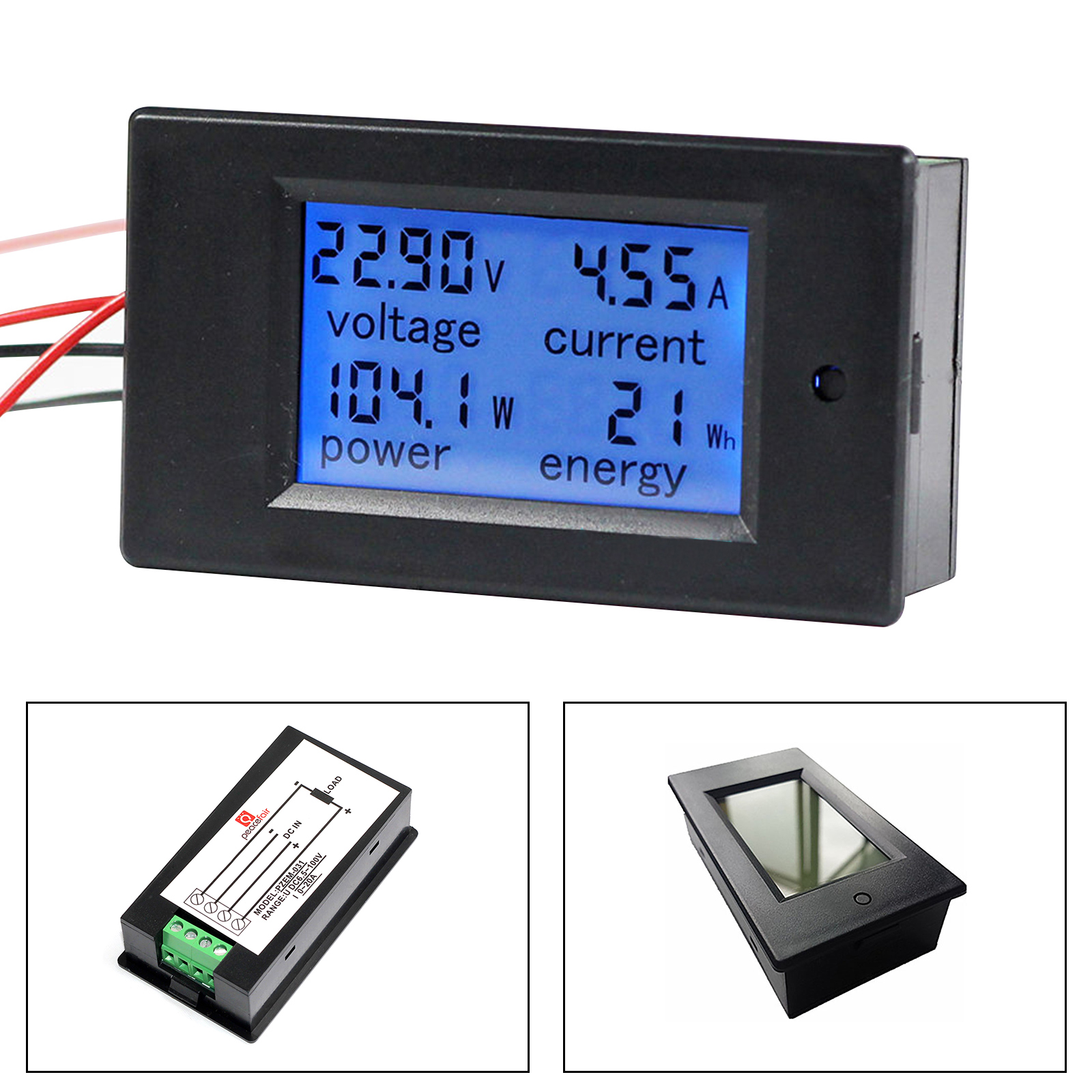 100A DC Digital Watt KWH Current Power Energy Meter Ammeter Voltmeter