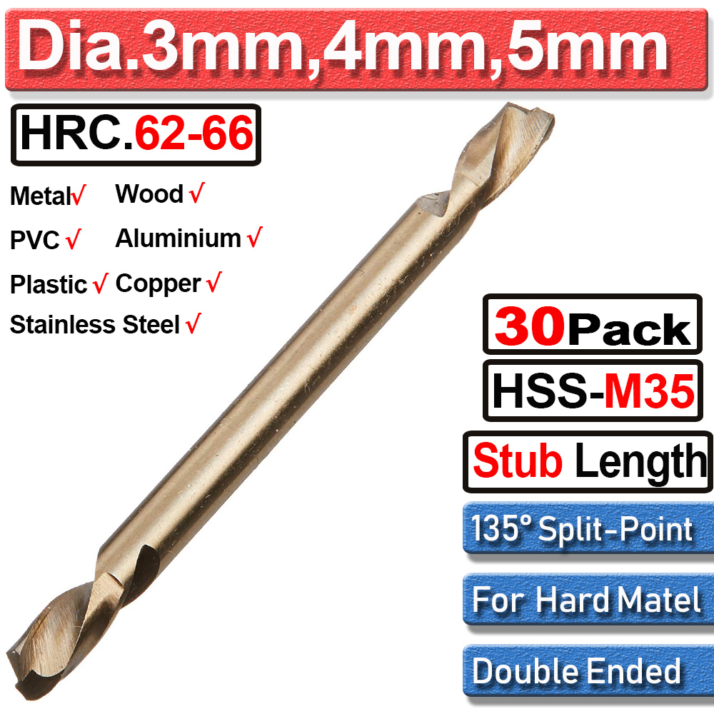 Pc Double End High Speed Steel Hss M Cobalt Stub Twist Drill Bits