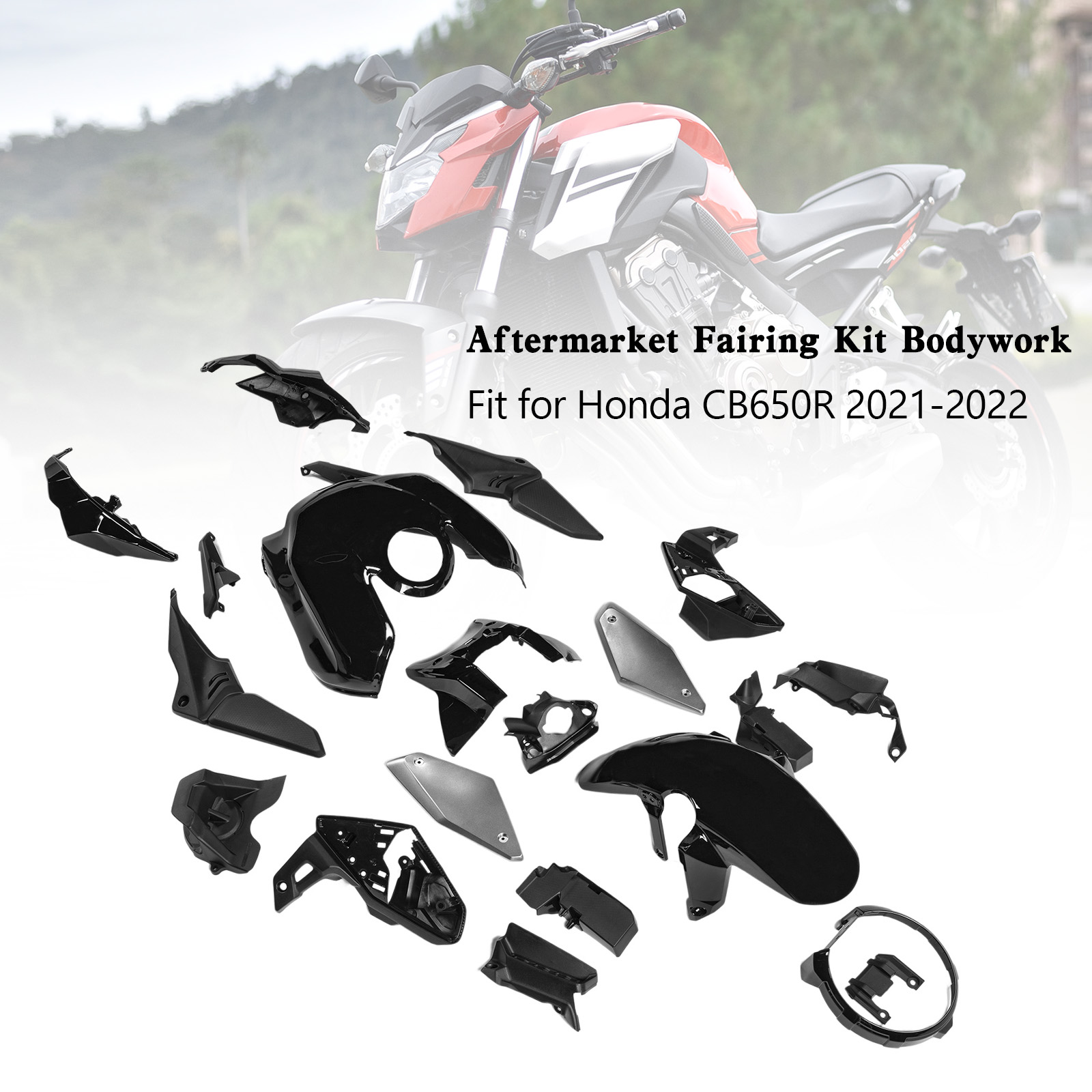 Honda CB650R 2021~23全車個性彩繪車殼亮黑色038-極限超快感