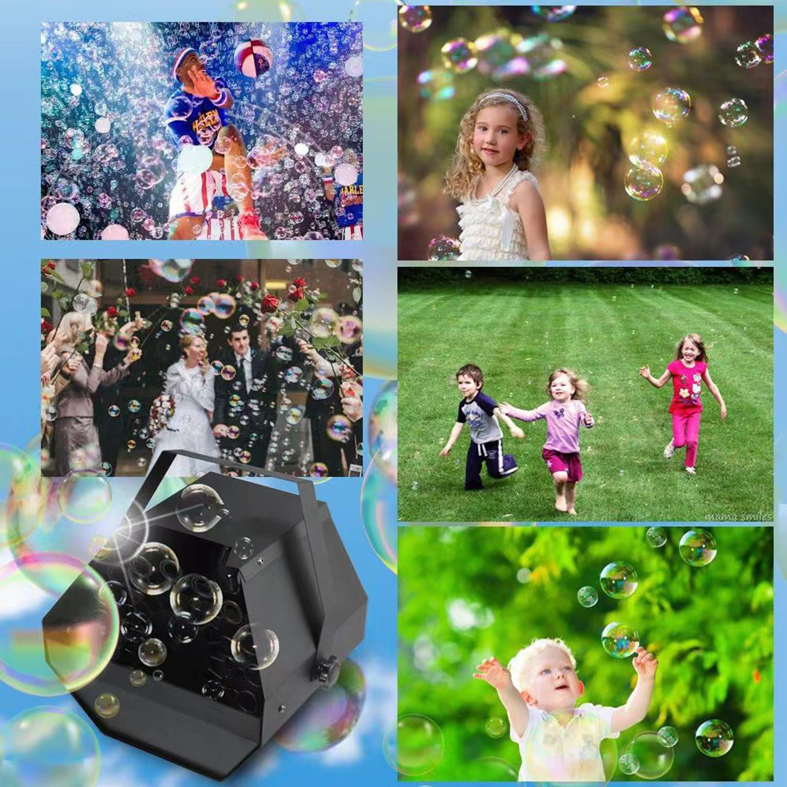 RGB LED Bubble Machine with Remote for Kids Party and Wedding Atmosphere