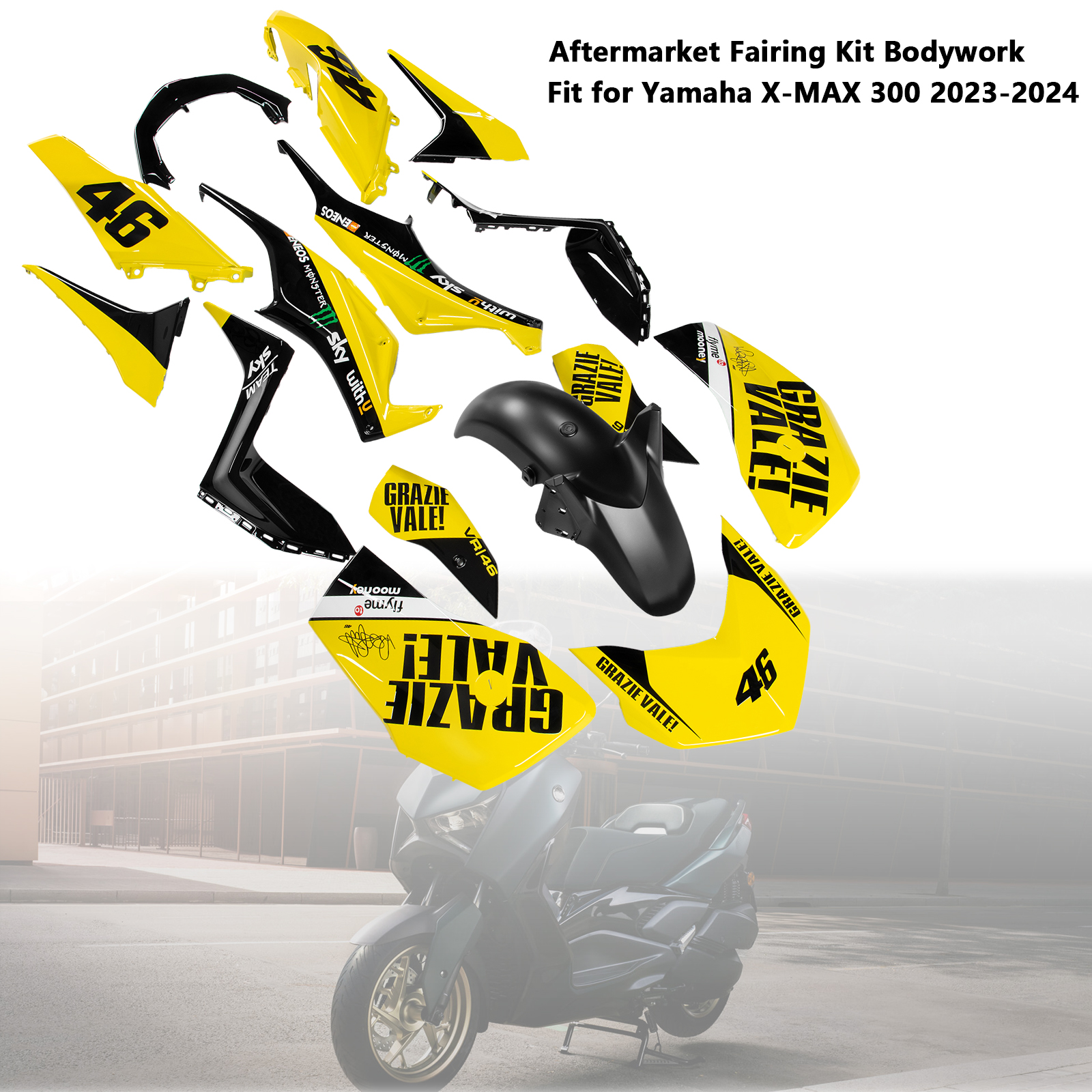 適用於 Yamaha X-MAX 300 XMAX 2023-2024 全車彩繪車殼 008-極限超快感