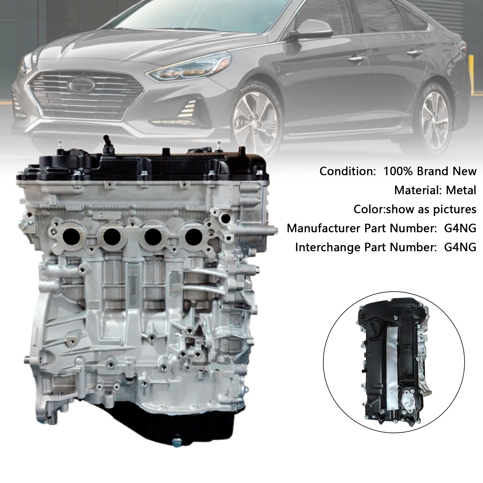 全新 G4NG 引擎短缸體，適用於 2016-2019 年現代索納塔混合動力 2.0L 車型