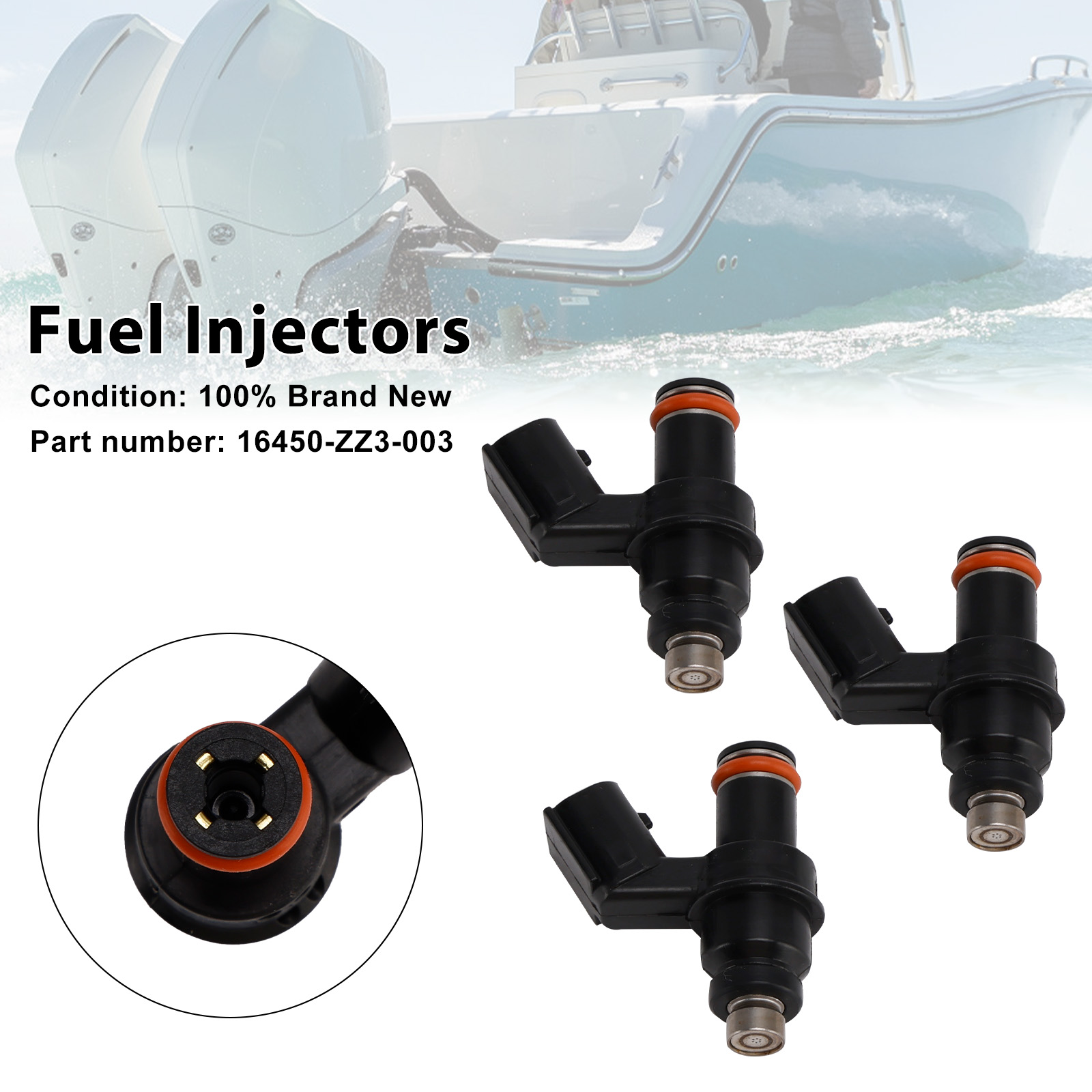 適用於 Honda Outboard 1998 60HP BF60A 16450-ZZ3-003 噴油嘴(3隻組)-極限超快感