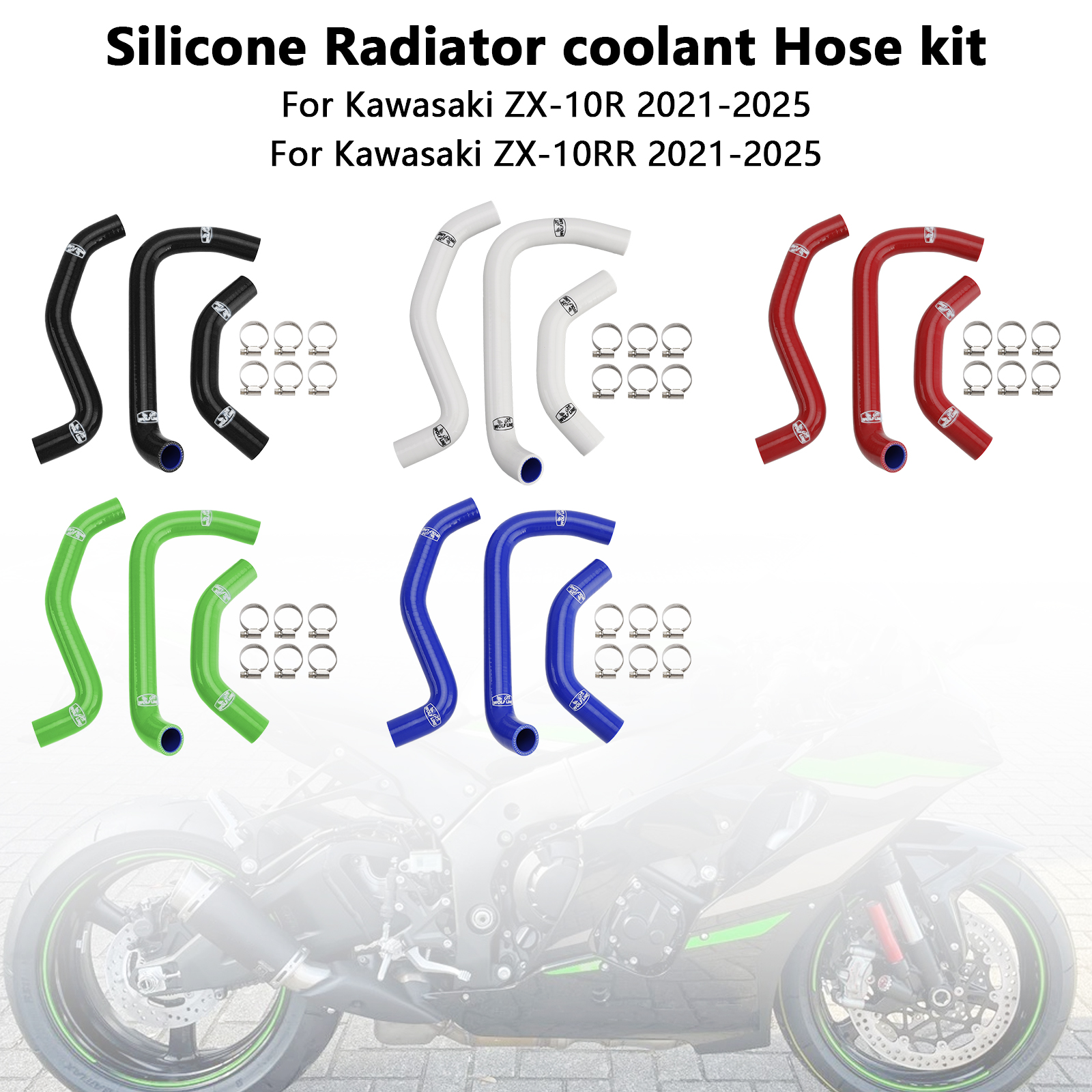 適用於 Kawasaki ZX10R ZX-10RR 2021-2025 矽膠水管-極限超快感