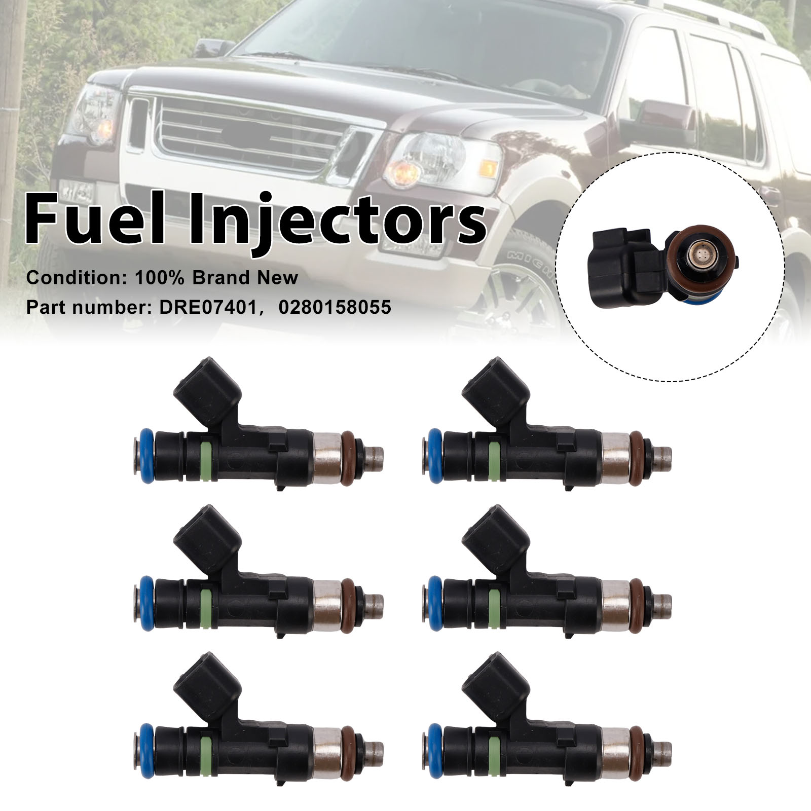 適用於Mercury Mountaineer Ford Explorer DRE07401 0280158055噴油嘴6隻裝