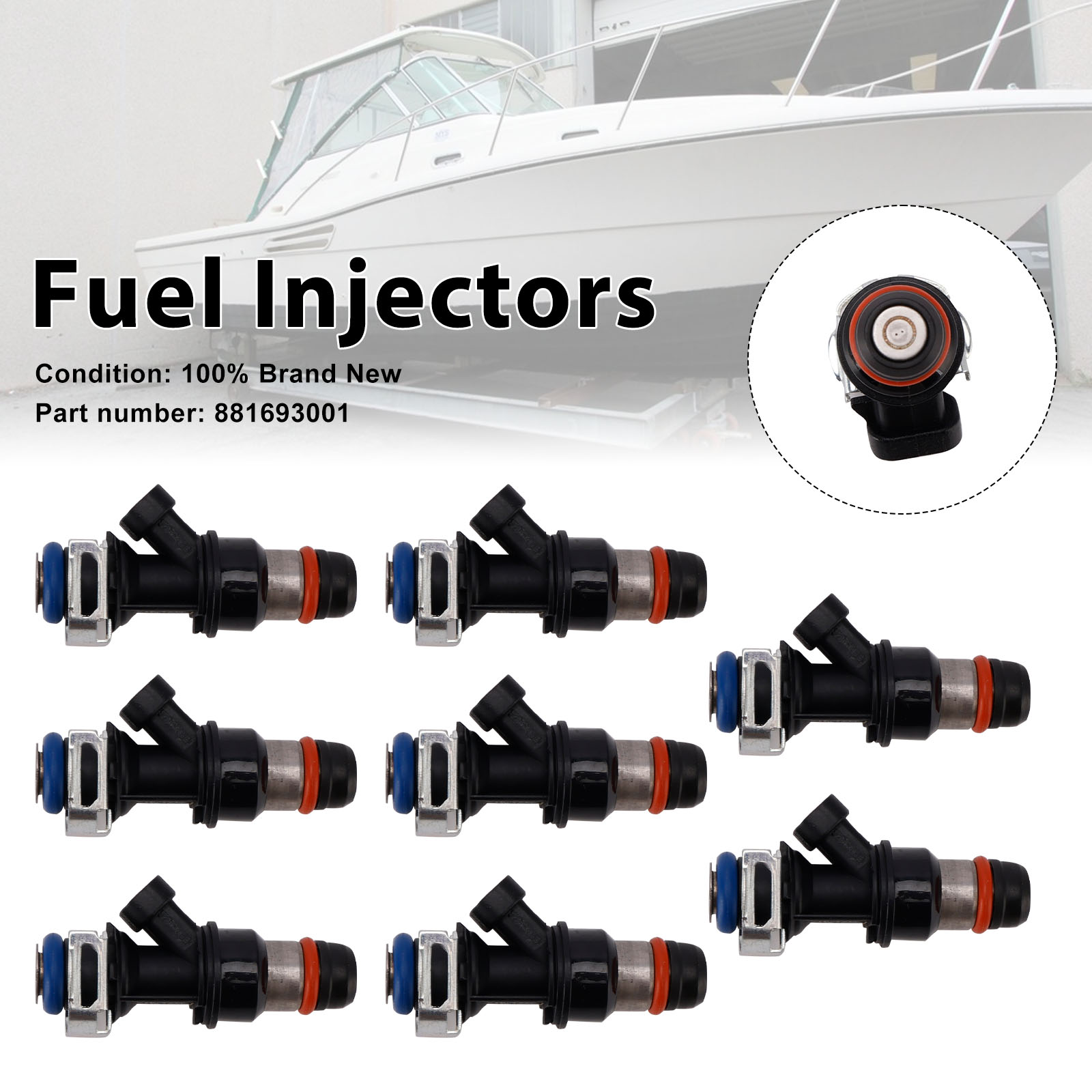 適用於 MERCRUISER 8.1L 496 CID V8 GM Engines 881693001噴油嘴8隻裝-極限超快感
