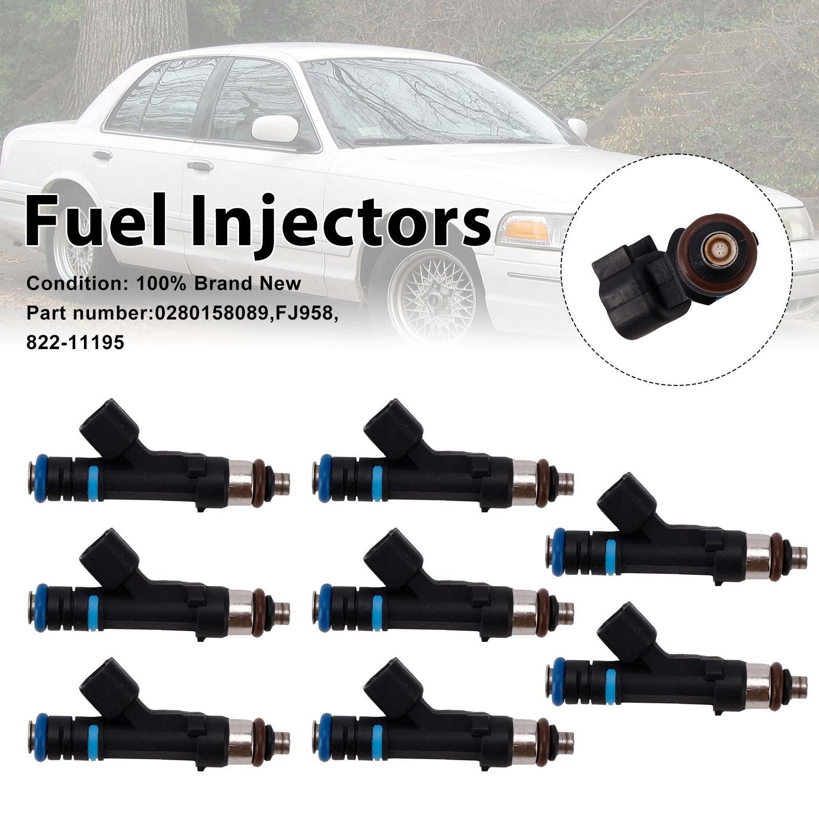 適用於 Mercury Grand Marquis Ford Lincoln 822-11195 噴油嘴8隻裝