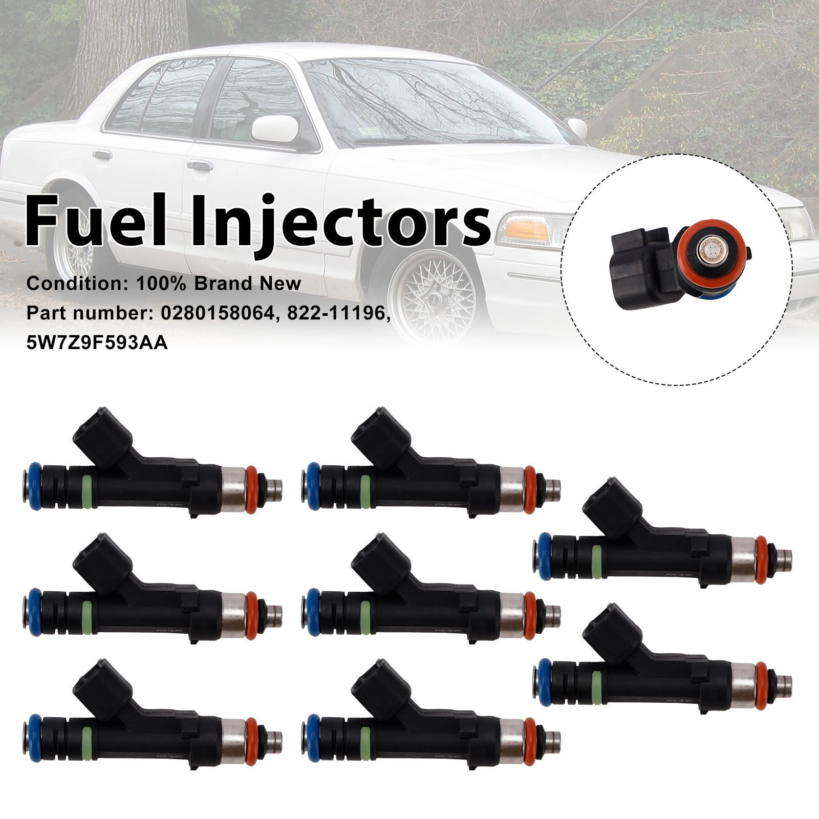 適用於 Mercury Grand Marquis Ford 5W7Z9F593AA 0280158064 噴油嘴8隻裝