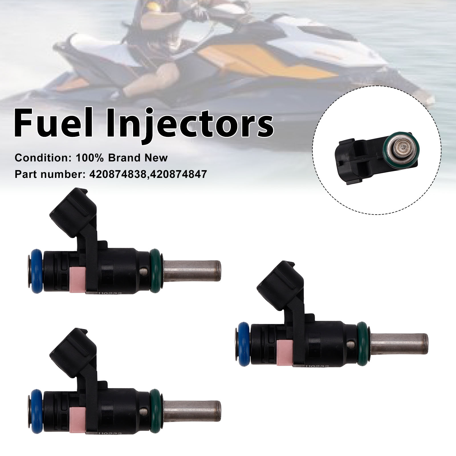 適用於 Sea-Doo SPARK GTR GTI GTS420874847 420874838噴油嘴3隻裝-極限超快感