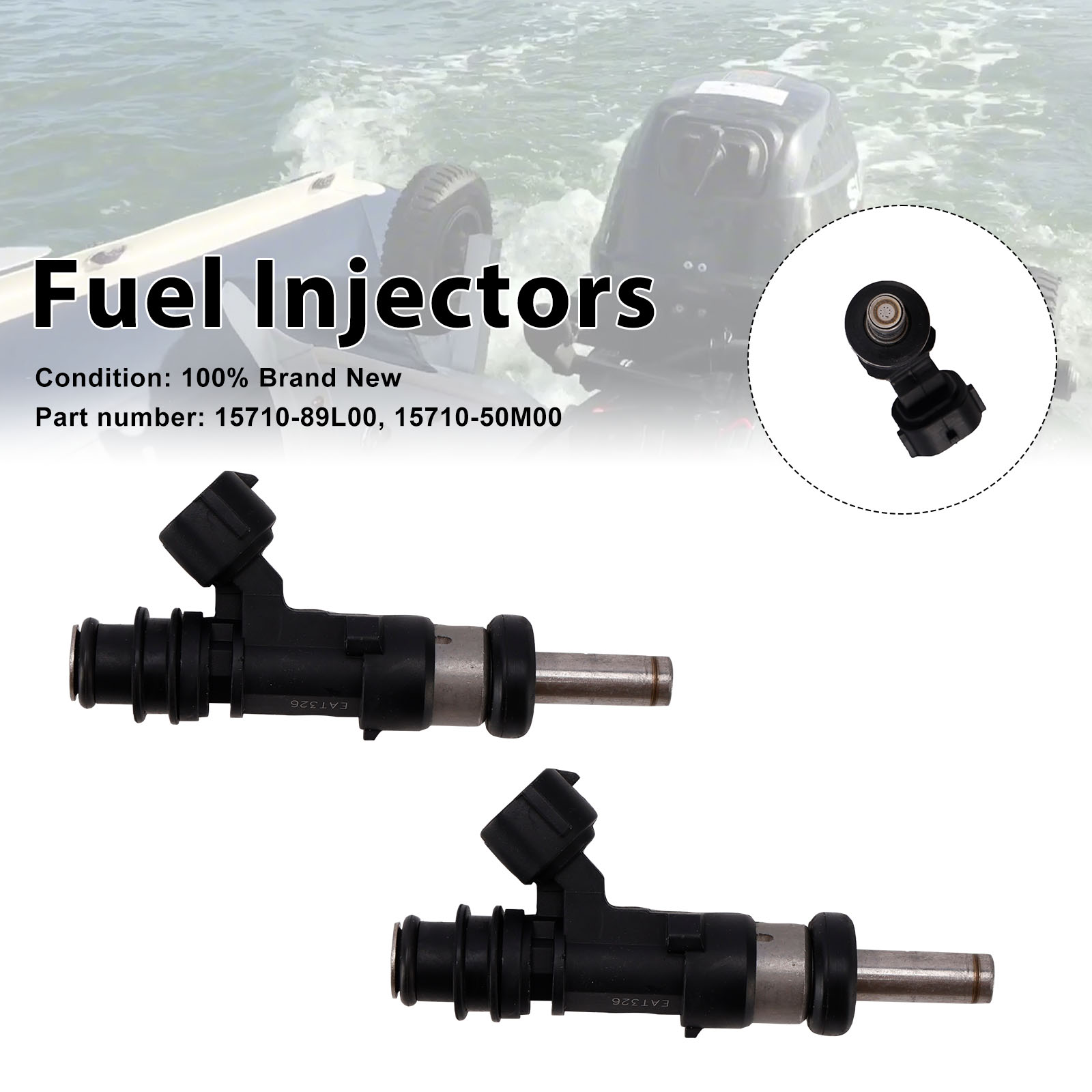 適用於 Suzuki Outboard 15HP 9.9HP 20HP 15710-89L00 噴油嘴2隻裝-極限超快感
