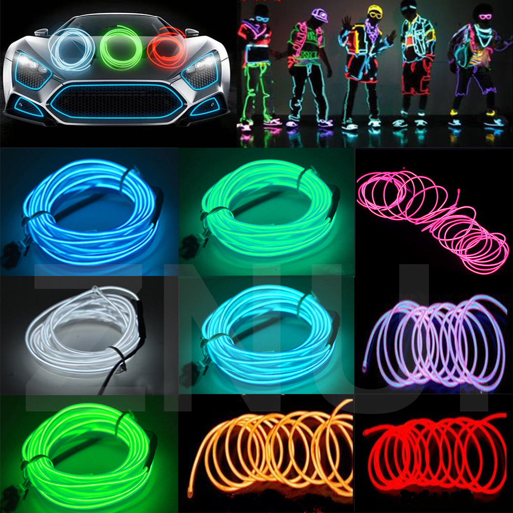 A2Z, Flexible EL Wire 5M 10M 15M 20M Neon Lamp Rope Tube/ Light Glow LED  Strip (Blue, 5M,Corded electric,Plastic)