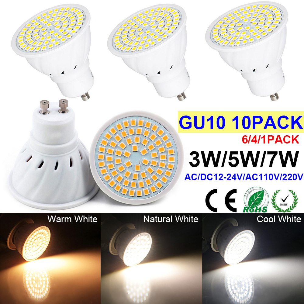 LED Standard 10x 6W GU10 SMD LED Energy Saving Light Bulb Spotlight Cool White