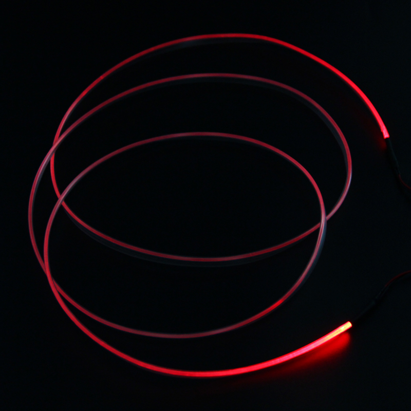 4m Optical Fiber Light Car Interior Decorative Dash Trim Moulding Red