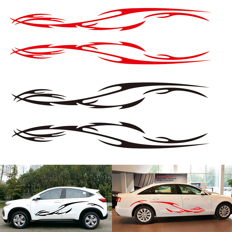 2pcs Universal Sports Styling Stripe Graphic Stickers Truck Car Body Side Door