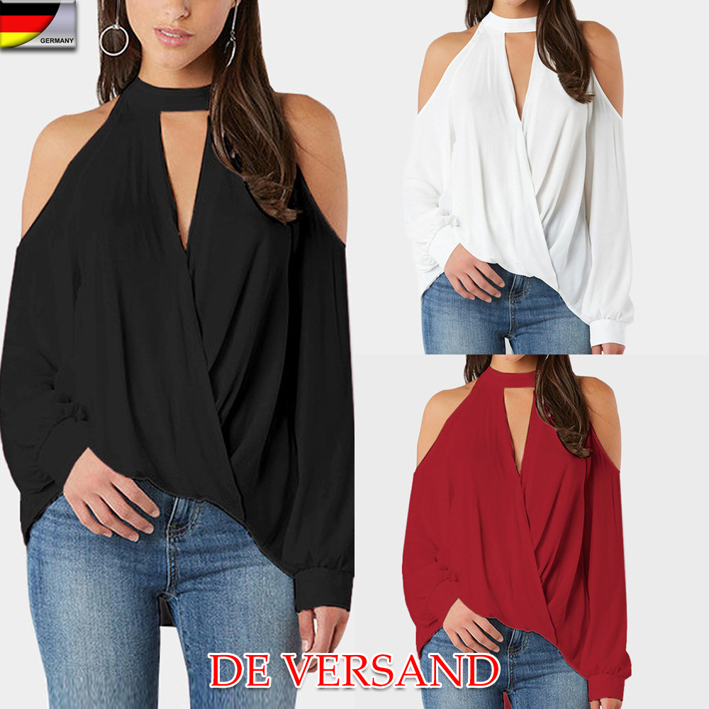 DE Damen Spitze Langarmshirt Sweatshirt Pulli Perle Oberteile Tops Slim Clubwear