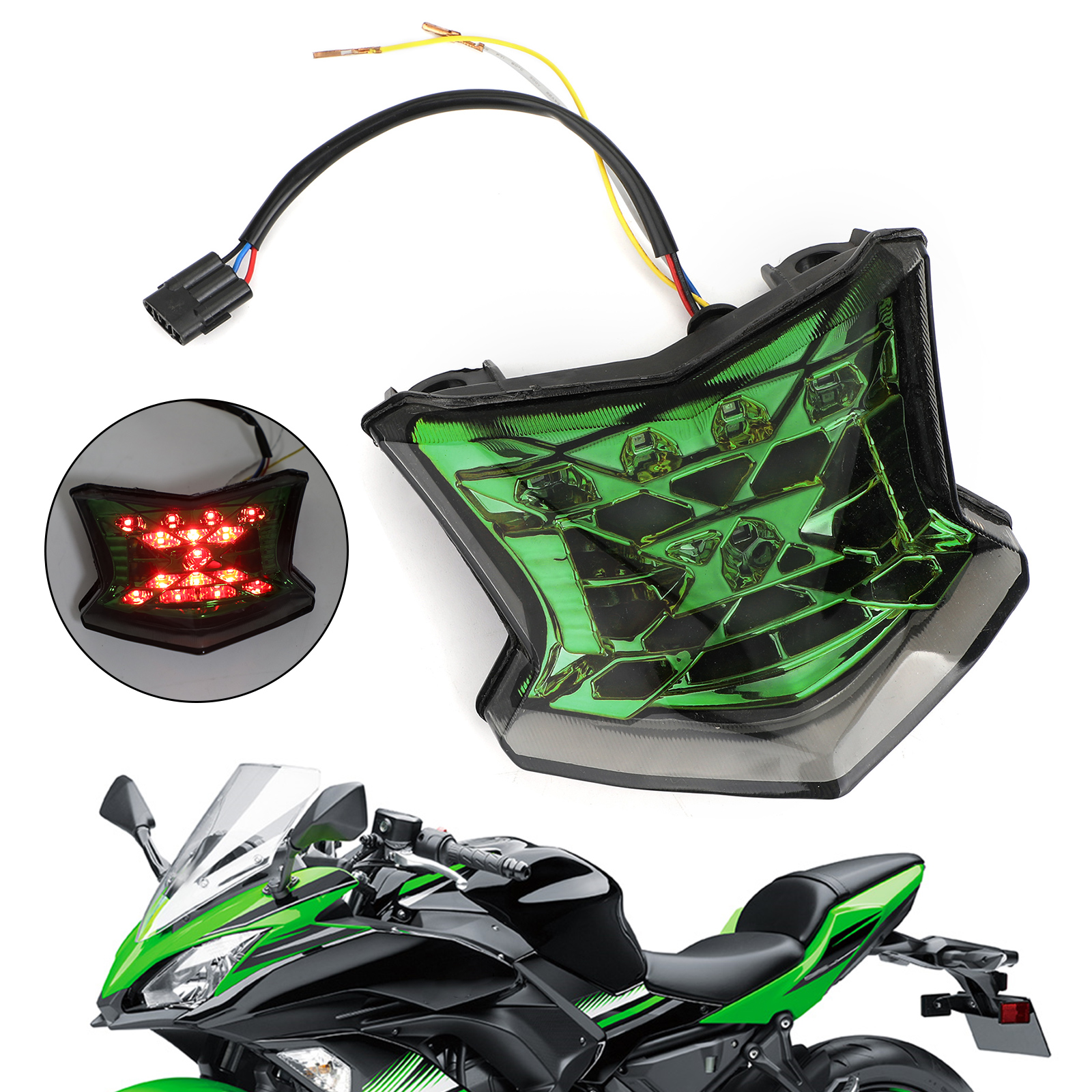 Offentliggørelse Først adjektiv LED Brake Turn Signals Taillight For Kawasaki Z650 Ninja 650 Z900 17-19  Green A9 | eBay