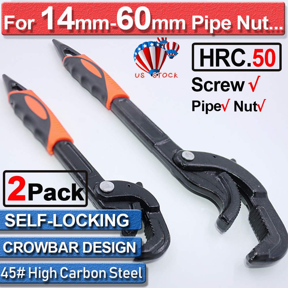 2Pcs 10" 15" Quick Snap Adjustable Wrench Spanner Crowbar SelfPower