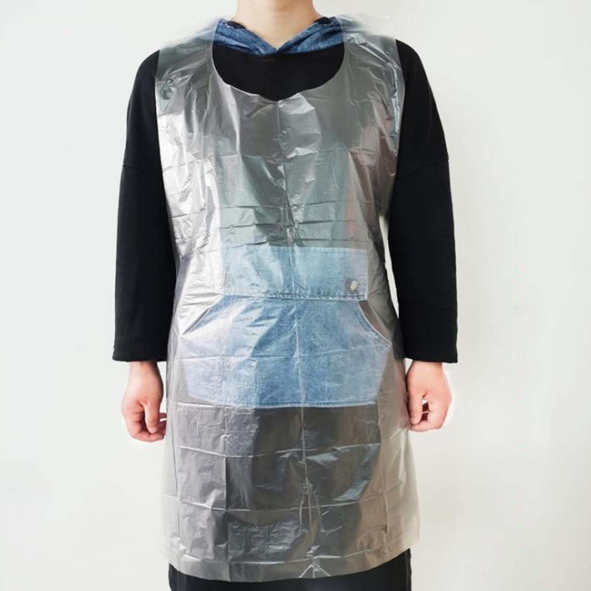 100 Pcs Set Disposable Aprons Waterproof Oil Proof Antifouling PE Plastic Aprons