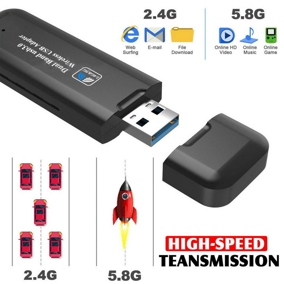 1200mbps Usb 3 0 Wireless Wifi Network Receiver Adapter 5ghz Dual Band Dongle Ve Ebay