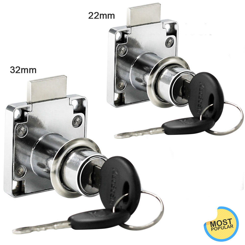 Zinc Alloy Cam Lock for Door Cabinet Mailbox Cupboard and Drawer Locks 22mm// 32mm with 2 Keys Furniture Lock Cylinder