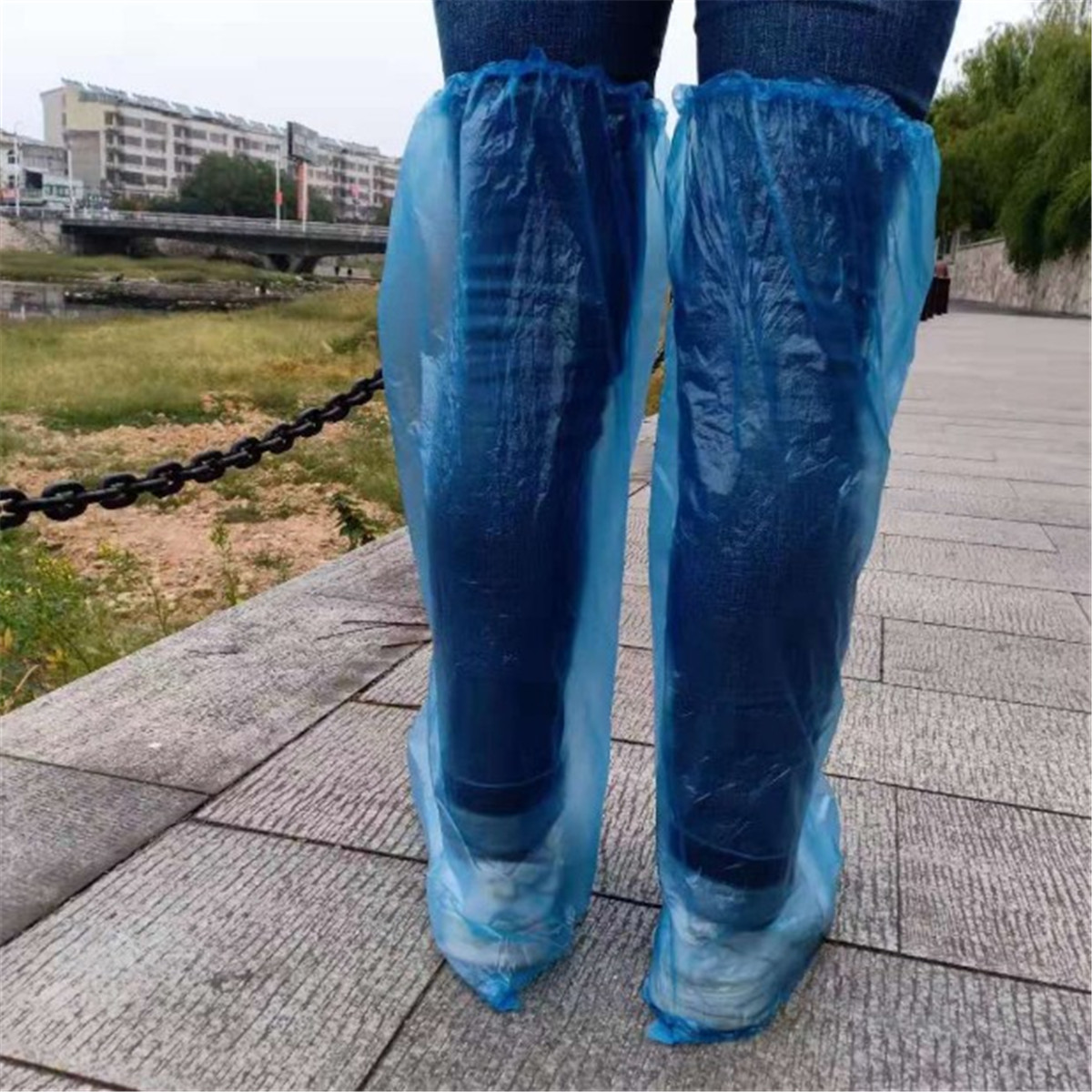 50Pcs Blue Plastic Waterproof Disposable Raining Days Overshoes Boot Shoes Cover