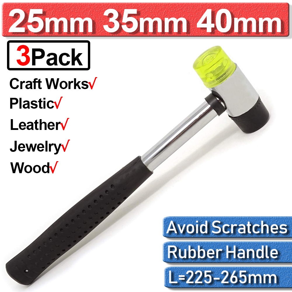 25-40mm Double Faced Head Larger Small Rubber Hammer Mallet Nonslip ...