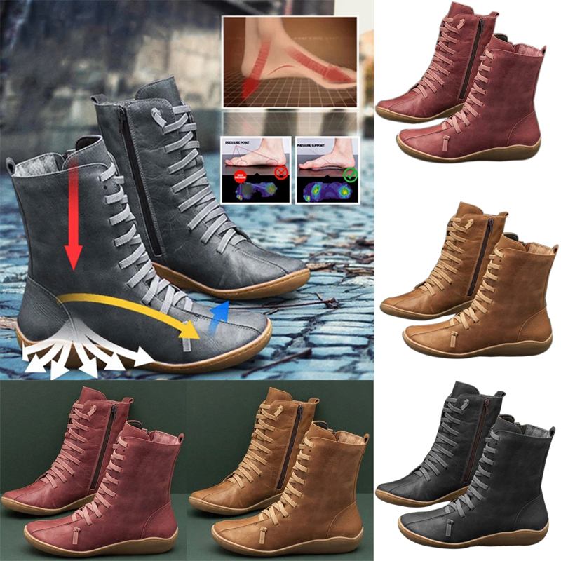 flat ladies lace up boots