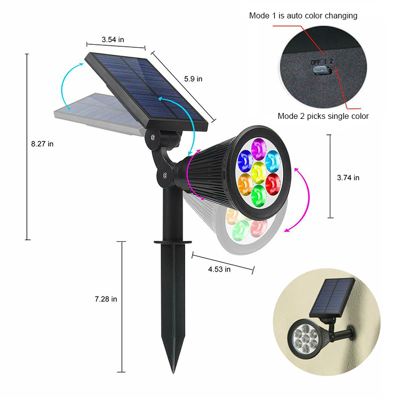 Solar 7LED Spot light Garden Outdoor Lawn Lamp Landscape Wall Light