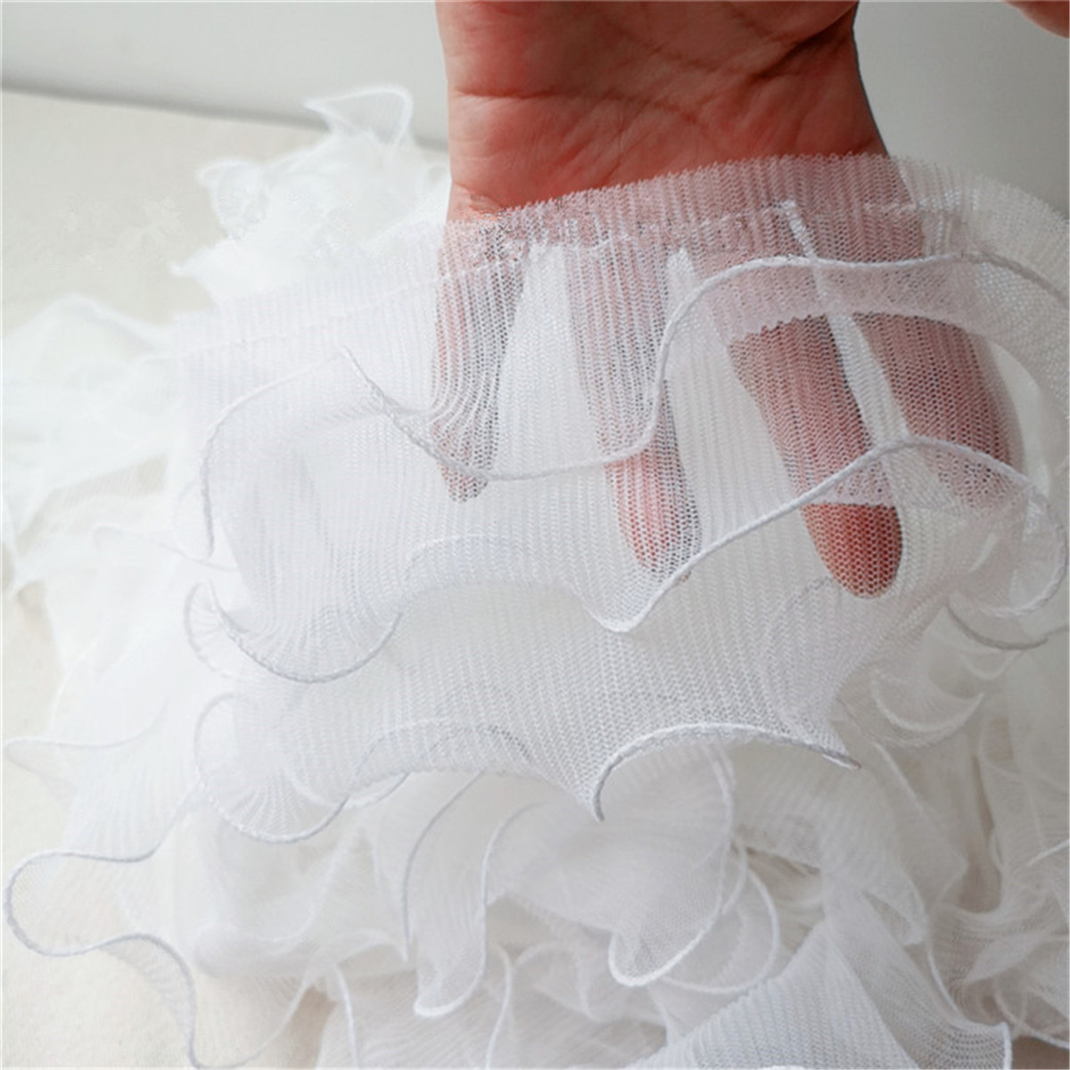 50CM White Ruffle Lace Trim 3 Layer Pleated Ribbon DIY Sewing Craft 4. ...