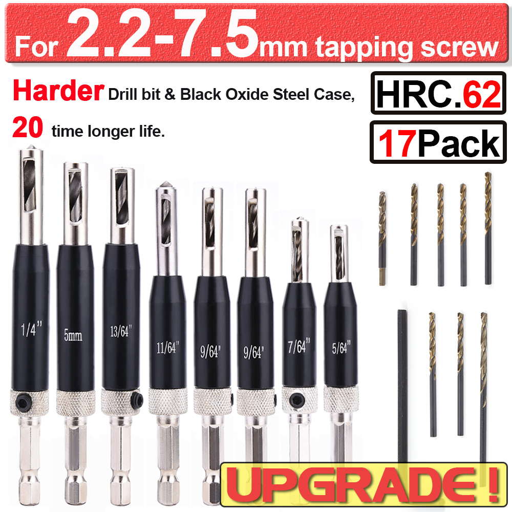 Self Centering Lock Hinge Drill Bit Set Hardware Drawer Pilot Hole
