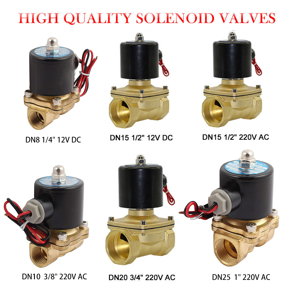 3//4/'/' AC 220V Electric Solenoid Valve Air Water Fuel Gas Brass Normal Closed N//~