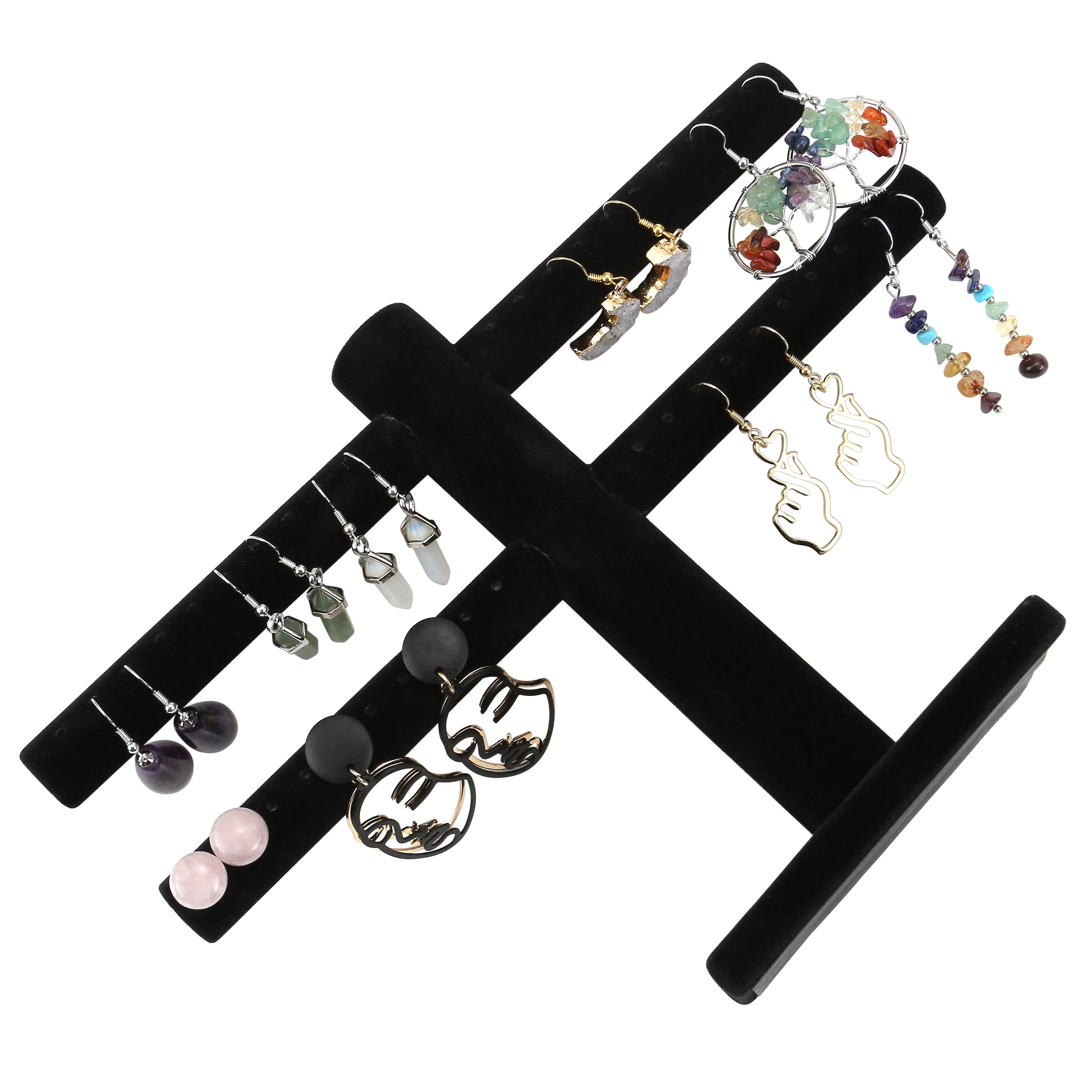 Jewelry Holder Velvet T-Bar Rack Bracelet Necklace Stand Organizer ...