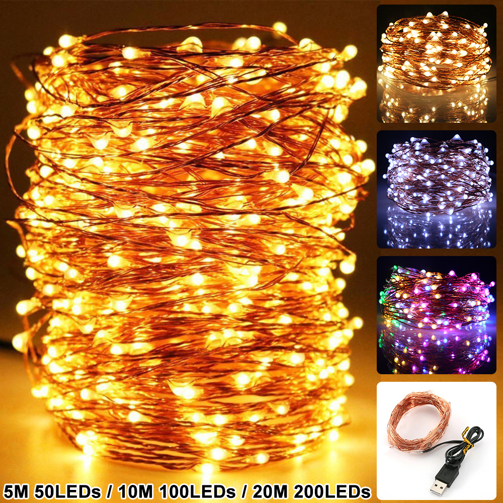 10M 100LED Copper Wire String Fairy Light Strip Lamp Xmas Party Waterproof 