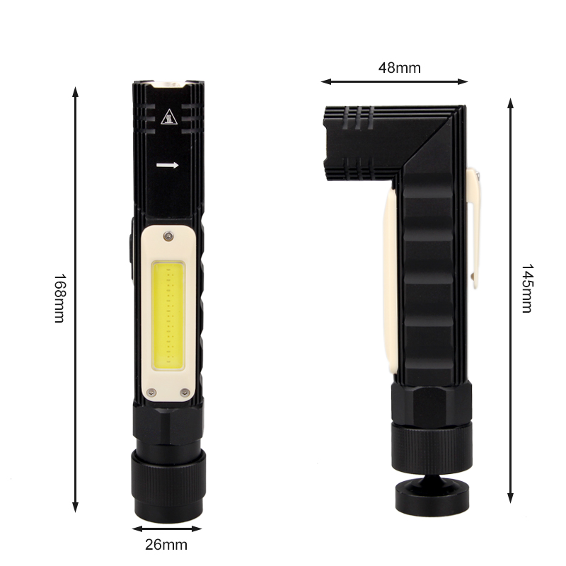 COB LED Magnetic Flashlight Rotatable Right Angle Work Lamp