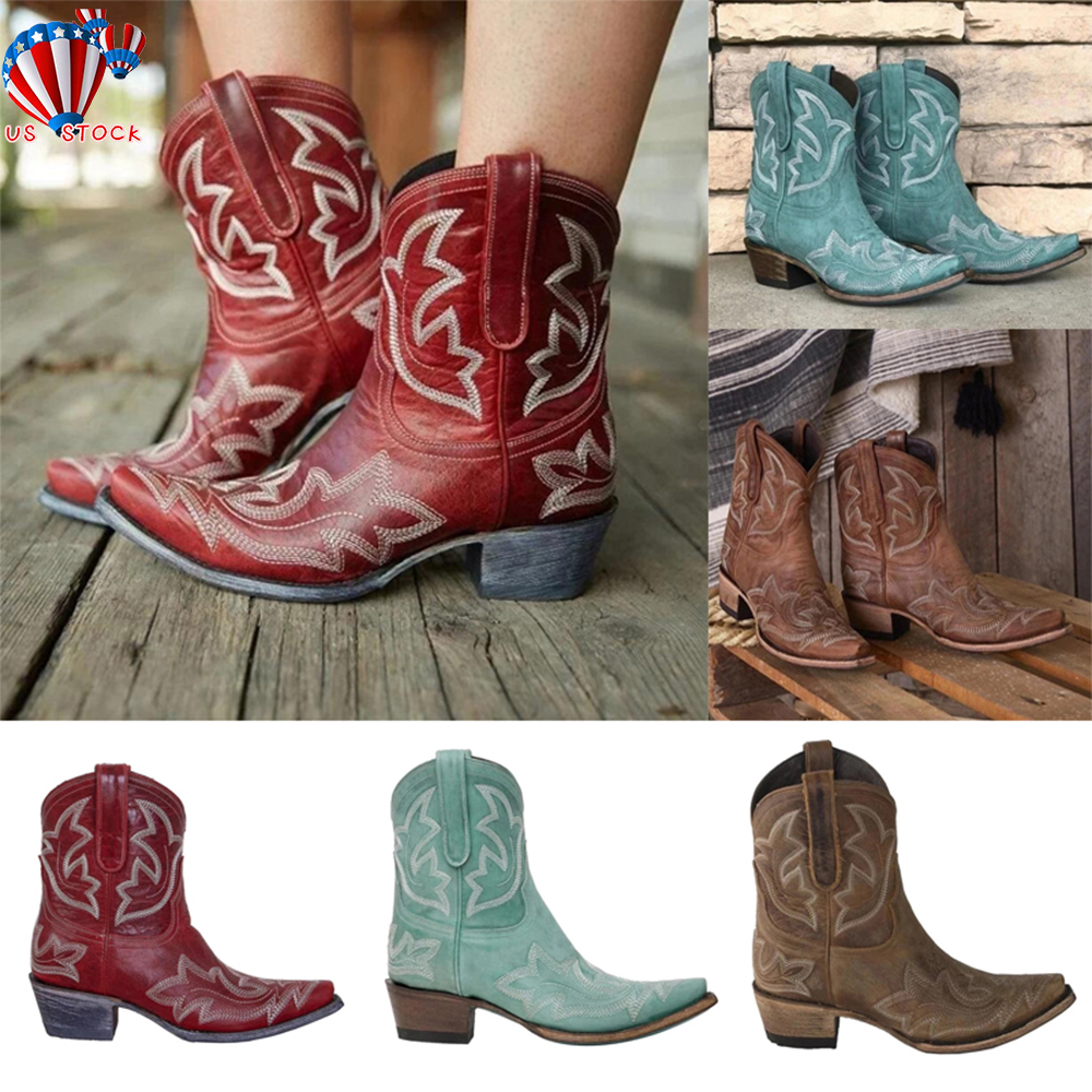 low heel cowboy ankle boots