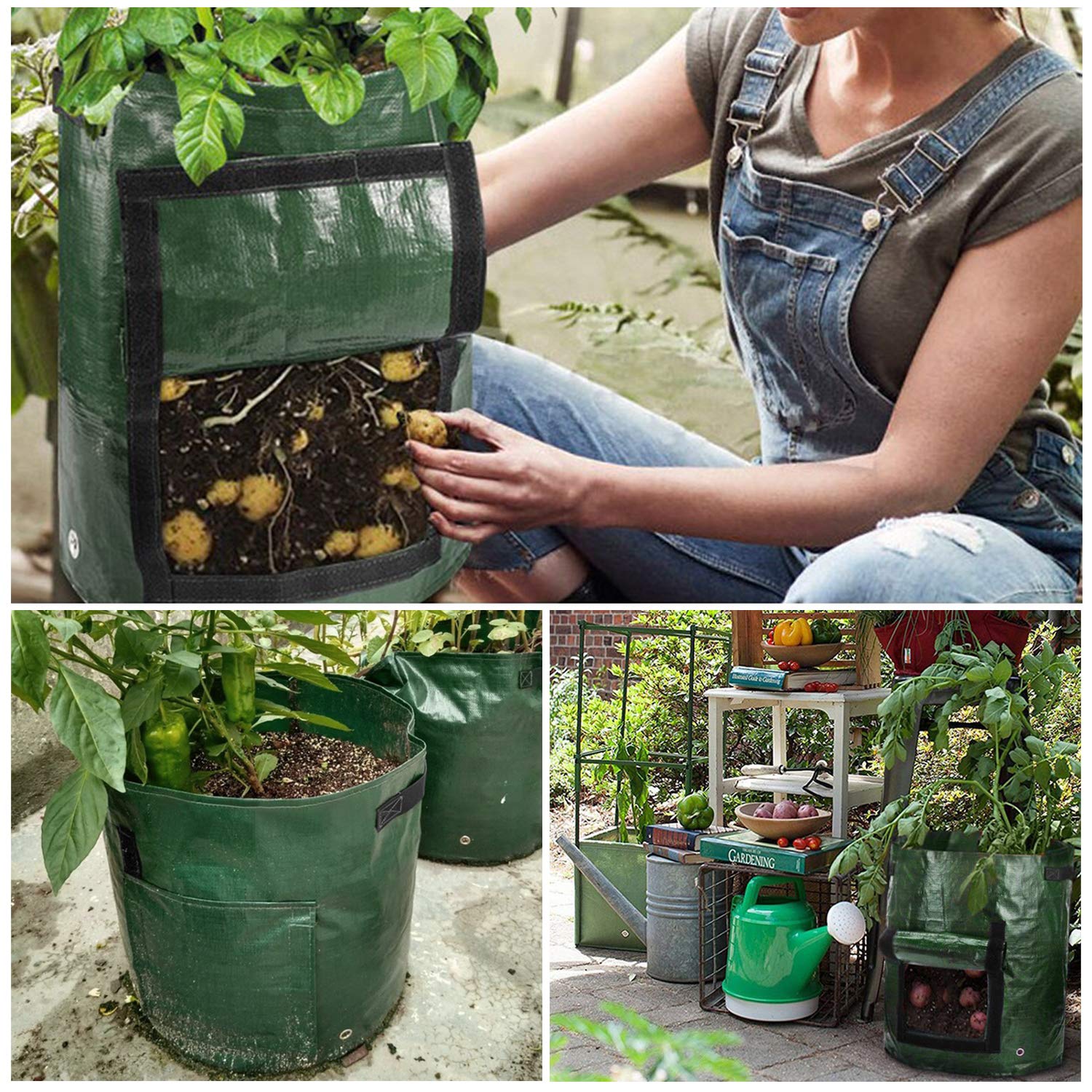 Vegetable Potato Growing Container Bag DIY Planter PE ...