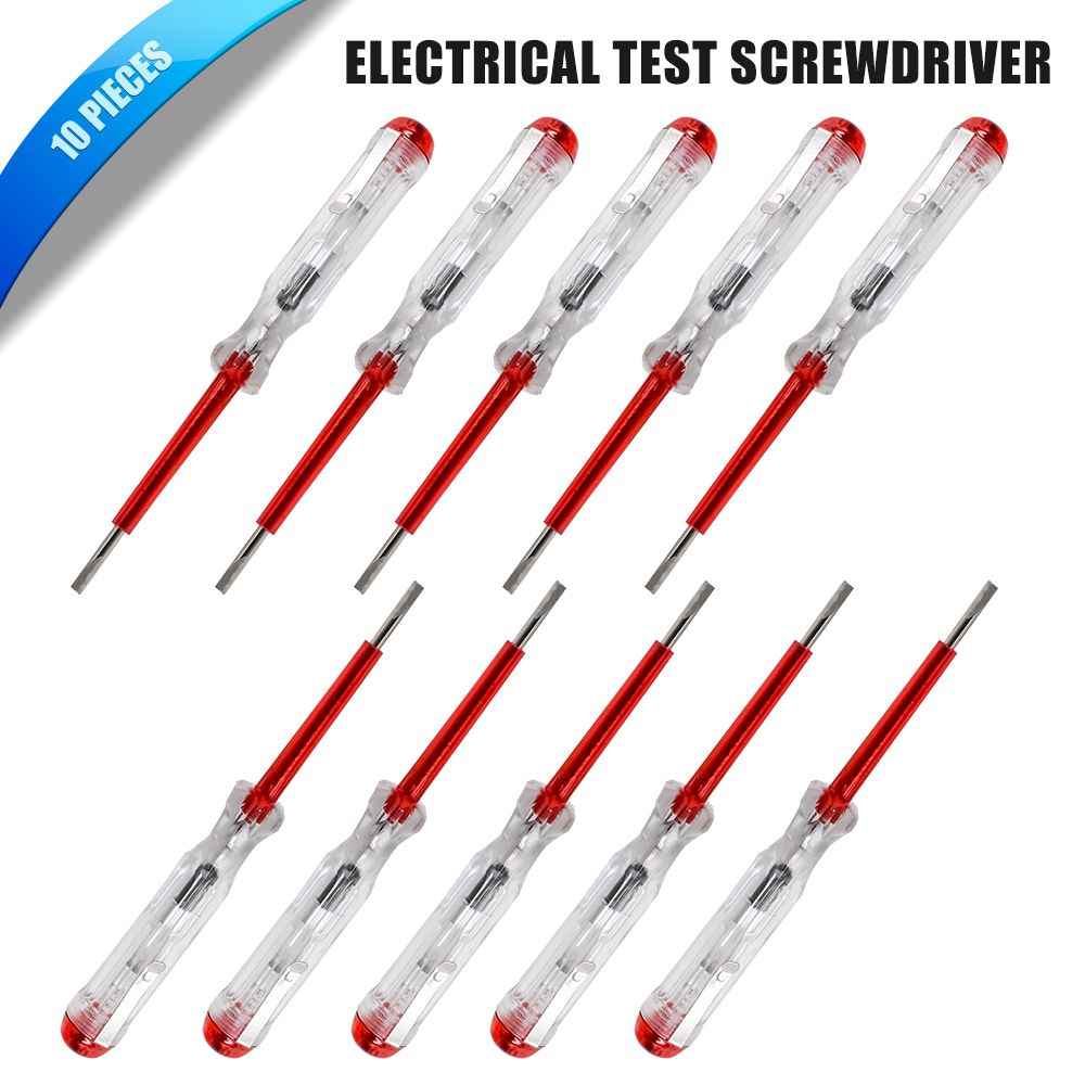 10x Mains Circuit Tester Screw Driver Voltage Pen Electrical Test
