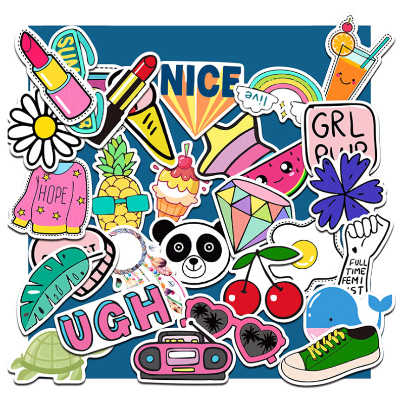 50 pcs trendy vsco aesthetic stickers pvc for teens girls