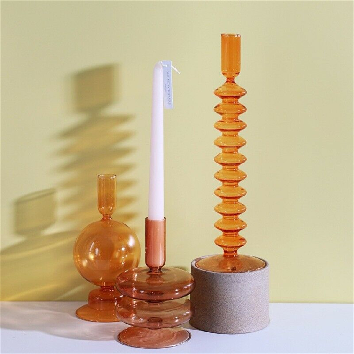 Glass candle holder retro windproof Zen simple candlelight Nordic dinner candle  cover glass tea table decoration