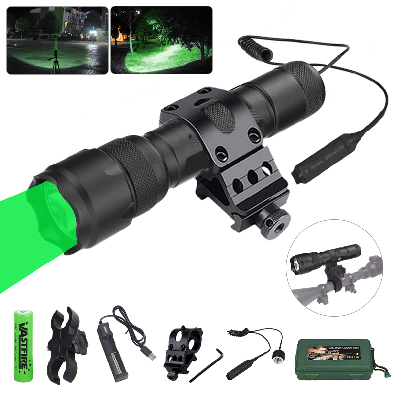 LED 1-Mode 502B Flashlight 8000Lm Weapon Gun Hunting Light Rail Mount Switch RGW