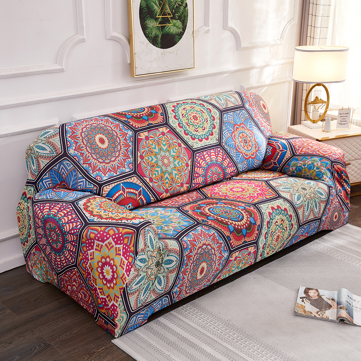 Bohemian Stretch Slipcover Sofa Cover Printed Morocco Slipcover Home Decoration