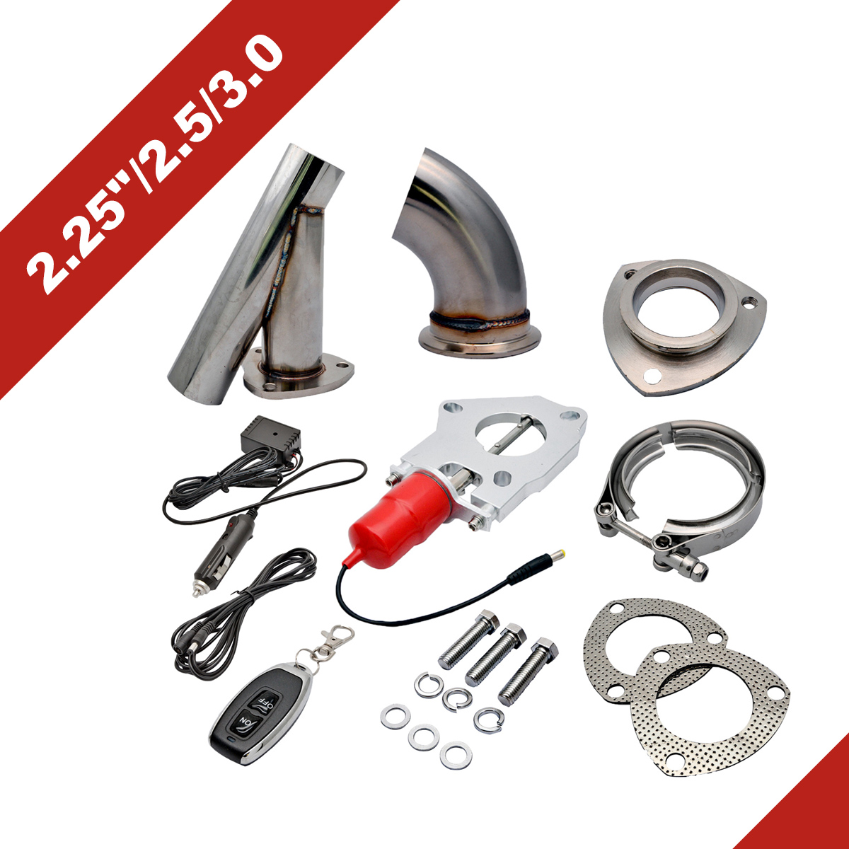 MASO 2.5 Inch Exhaust Control Valve With Remote Control Car Stainless Electric Exhaust Valve Cut Outs