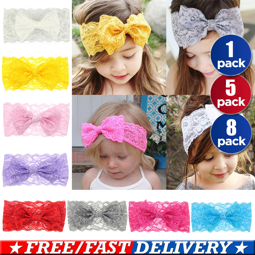 8pcs Baby Girl Kids Toddler Flower Headband Hair Bow Band Accessories Headwear