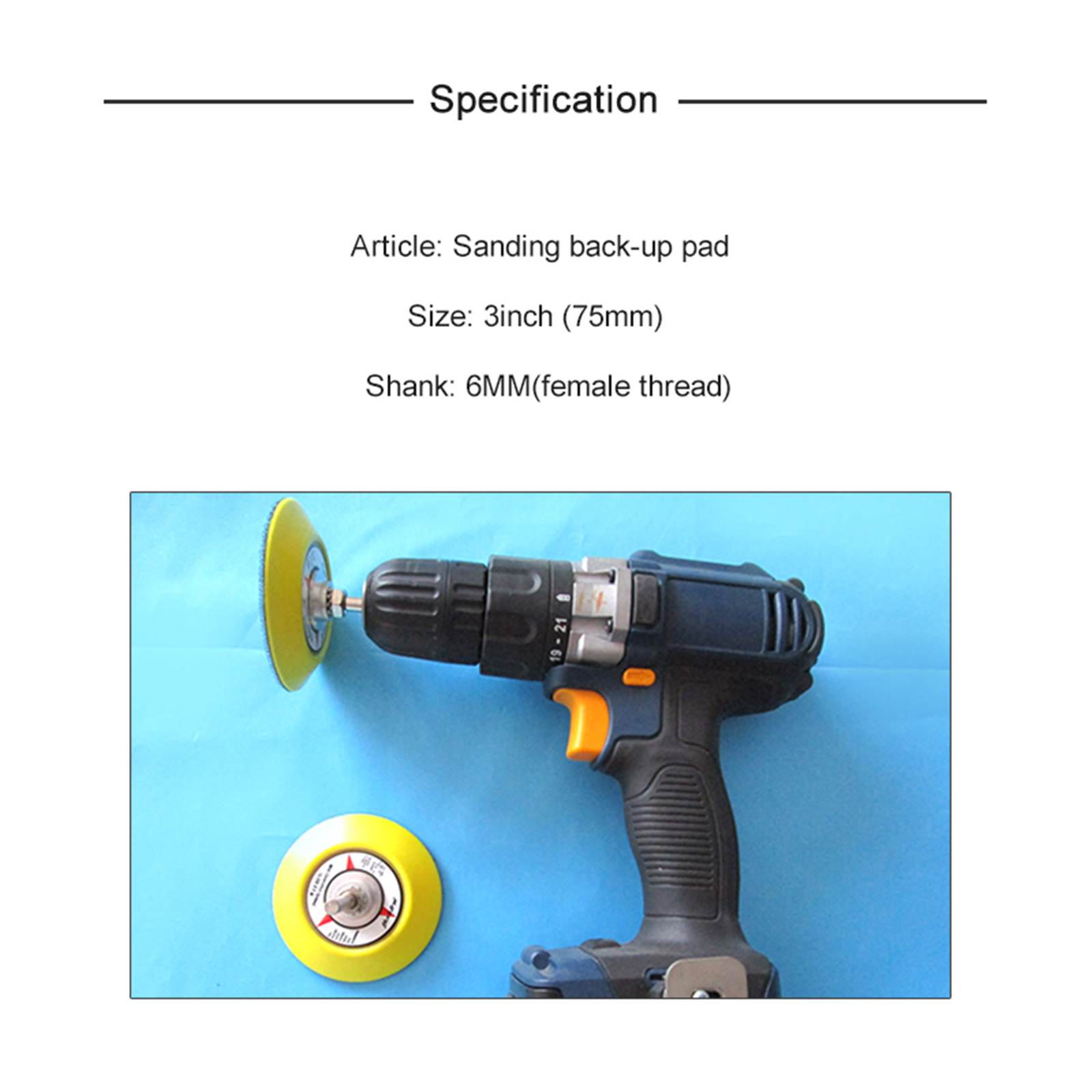Sanding Hook and Loop Backing pad Polishing pad with drill attachment 3/'/' 75mm