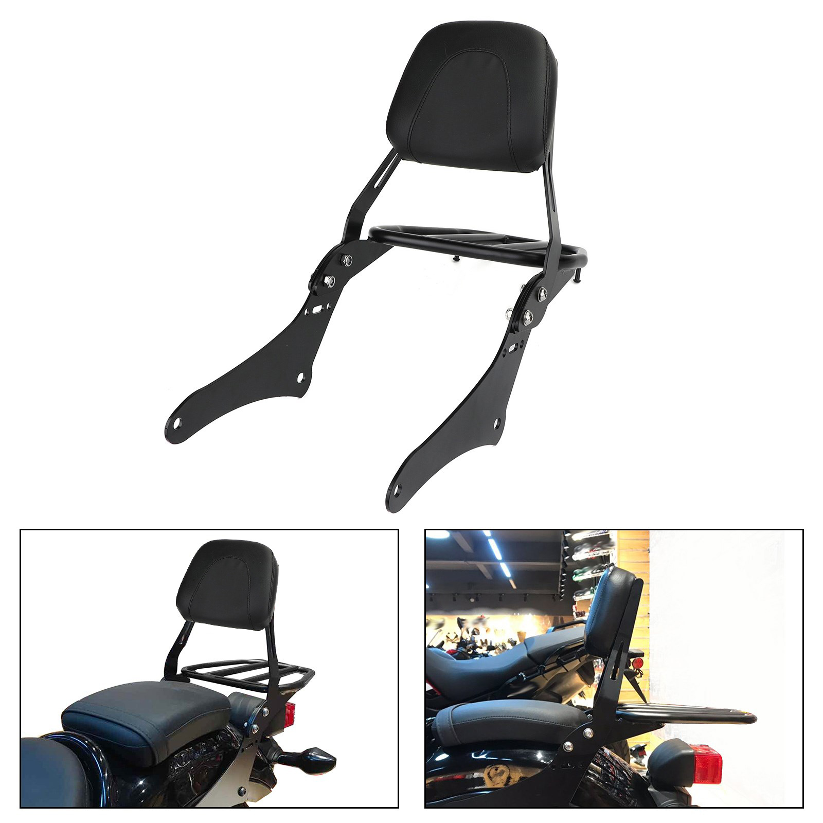 Passenger Sissy Bar Backrest Luggage Rack for Honda REBEL CMX300 CMX500 ...