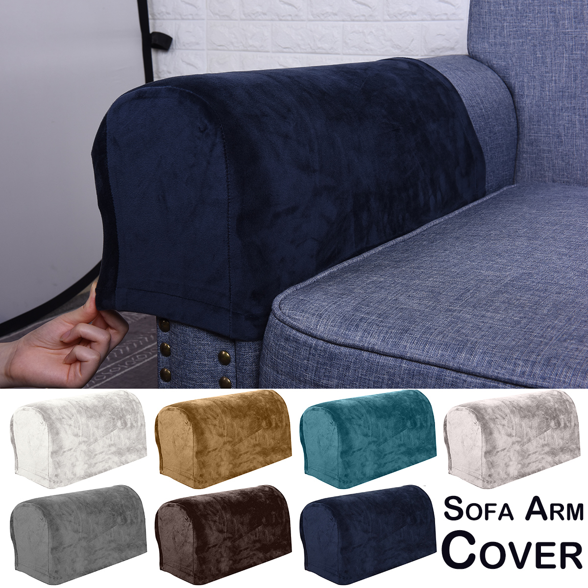 4pcs Stretchable Armrest Cover Sofa Recliner Arm Protector Anti-slip White