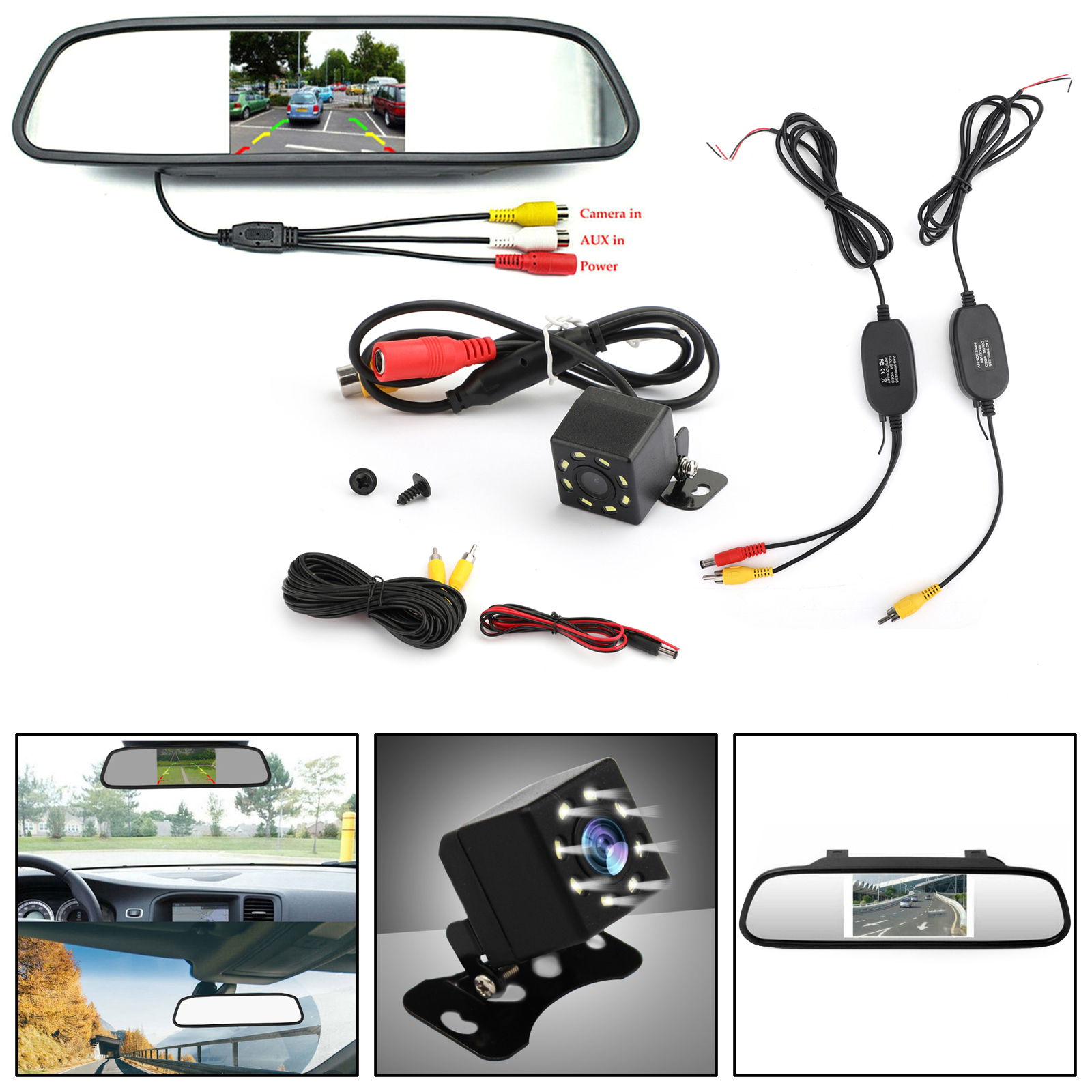 2.4GHz Wireless Video Transmitter and Receiver +8LED Camera +Car ...