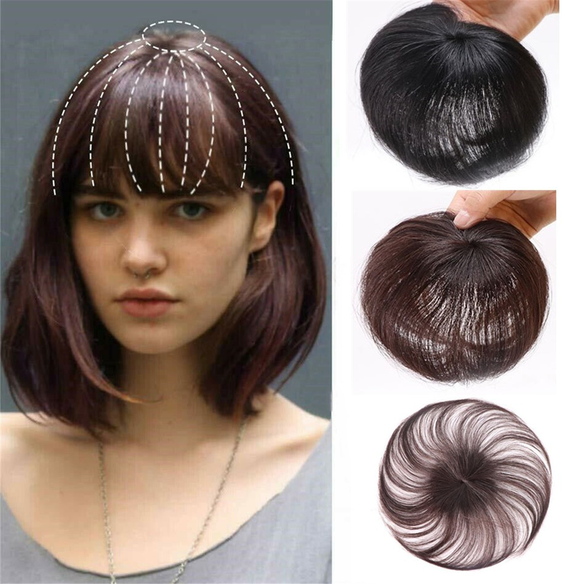 100 Human Toupee Clip In Topper Thin Hairpiece Short Top Hair