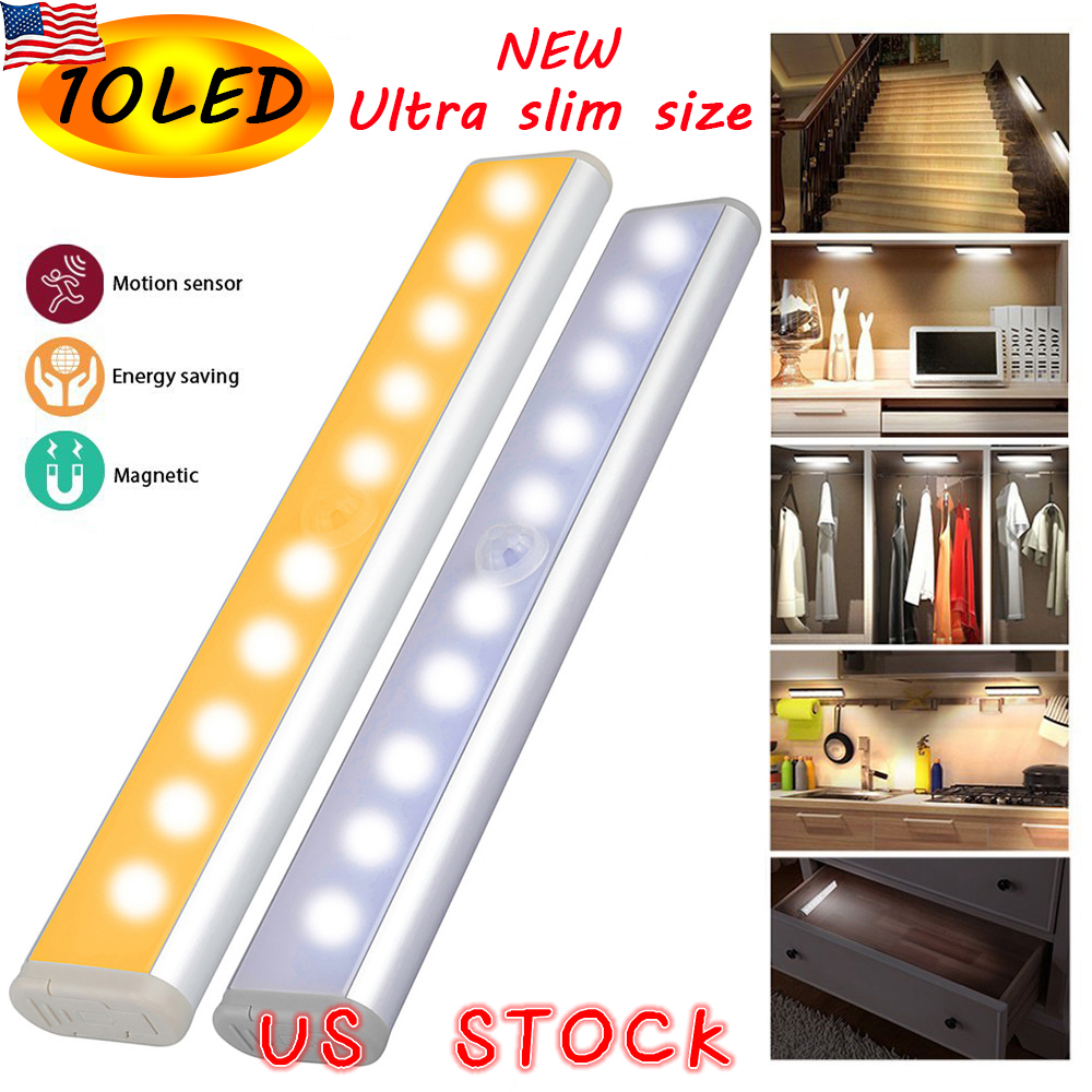 New Battery Operated Led Drawer Under Cabinet Light Pir Sensor